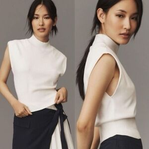 Pilcro Ivory Ribbed Knit Top